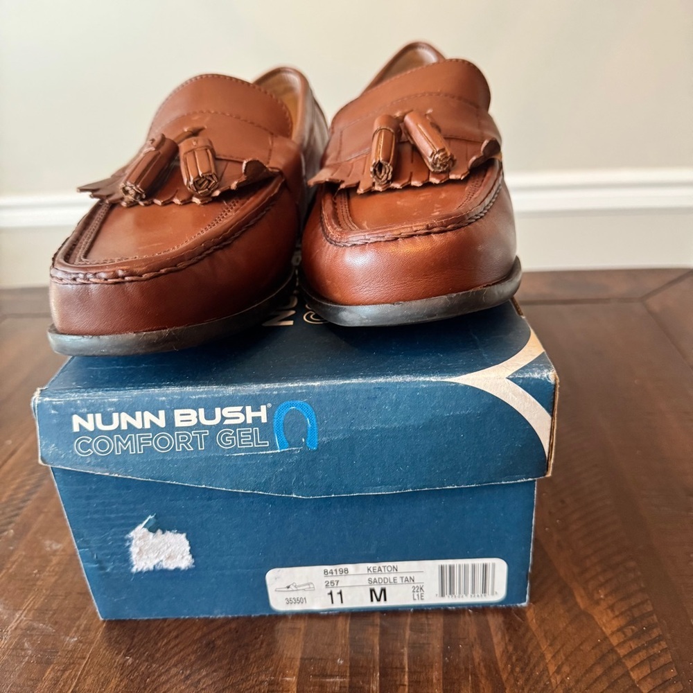 Nunn Bush Gel Comfort Men's Brown Leather Slip On Dress Loafers size 11 - Picture 5 of 16